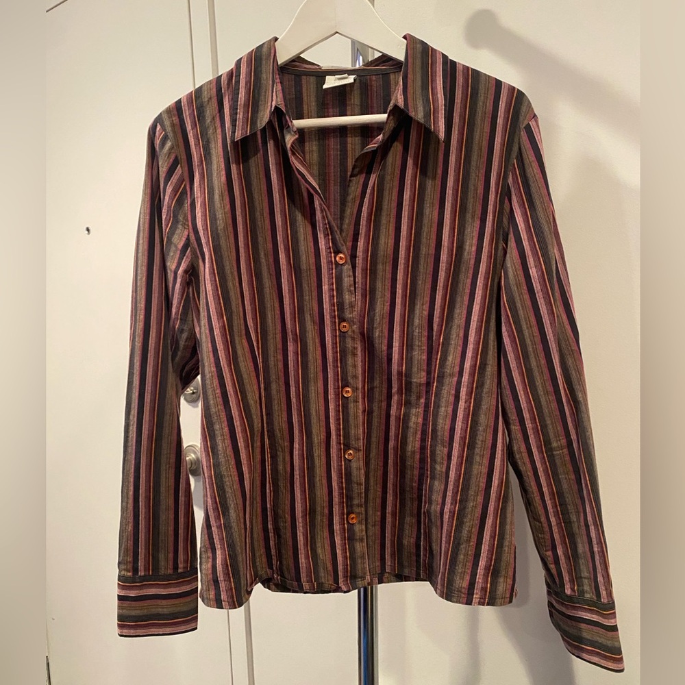 Whimsigoth Striped Button-Up